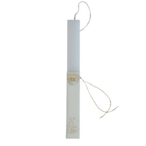 Πασχαλινή Λαμπάδα ιβουάρ με κόσμημα σκουλαρίκια μπίλιες