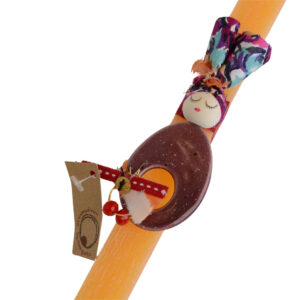 Λαμπάδα κοπέλα κεραμικό αυγό καφέ με σκουλαρίκια