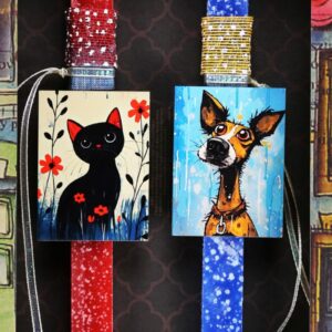 Πασχαλινή Λαμπάδα Σκύλος και Γάτα κόκκινο μπλε