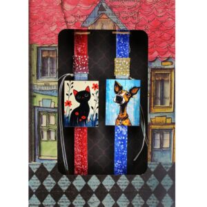 Λαμπάδα Ζευγάρι Γάτα Σκύλος Κόκκινο Μπλε