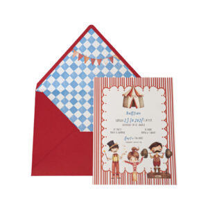 Προσκλητήριο Βάπτισης Αγόρι - Τσίρκο & Κλόουν