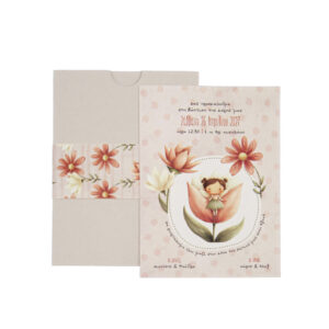 Προσκλητήριο Βάπτισης Κορίτσι - Νεράιδα & Λουλούδια