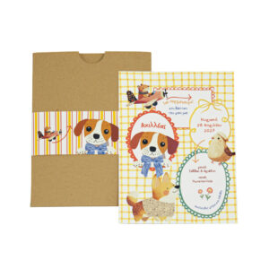 Προσκλητήριο Βάπτισης Αγόρι - Σκύλος & Κίτρινο Καρό