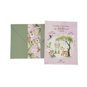 Προσκλητήριο Βάπτισης Κορίτσι - Ζούγκλα & Γατάκια